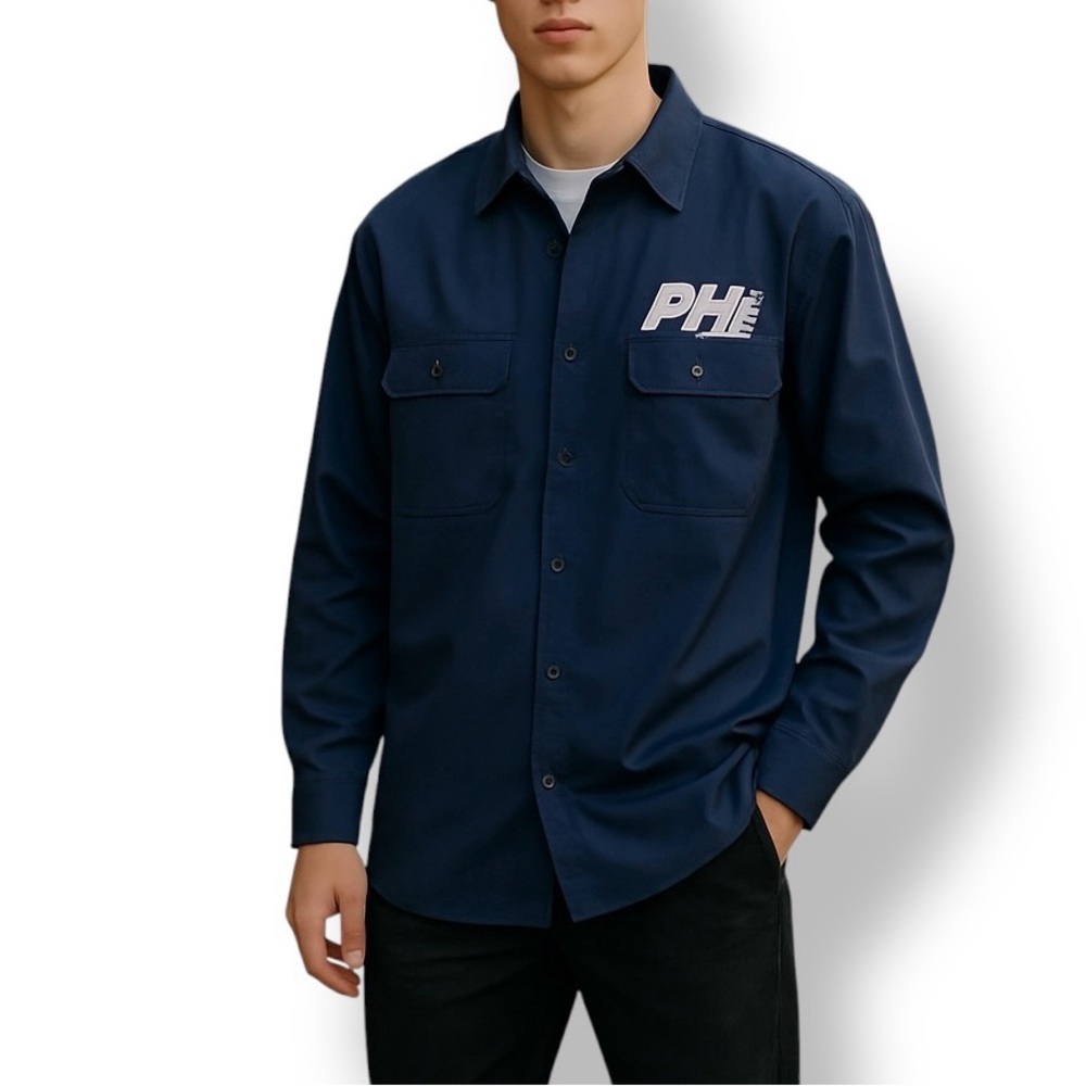 Red Kap Men's Long Sleeve Button-Up With Front Pockets Utility Work Shirt Size M